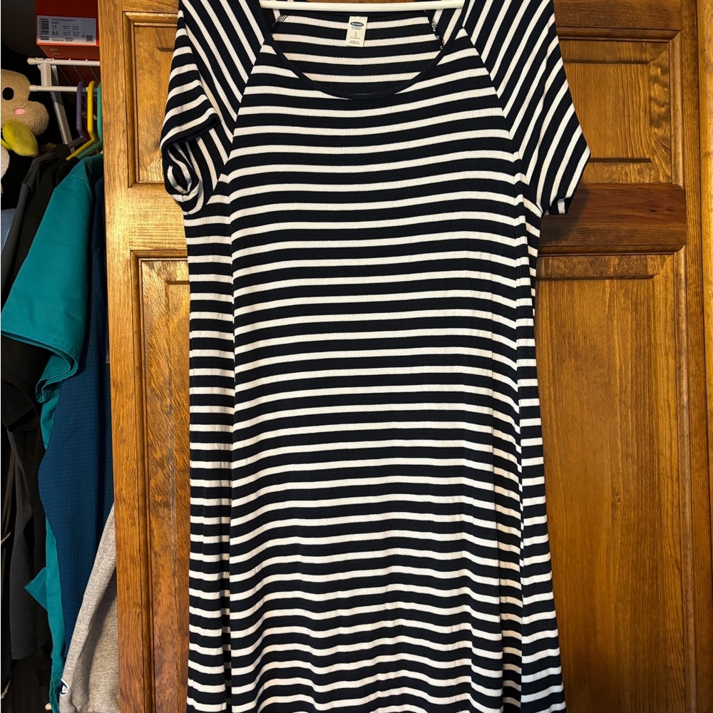 Old Navy Blue and White Striped Tshirt Dress